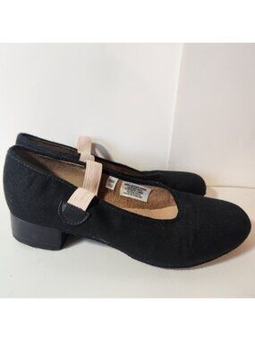 Bloch Black Canvas Character Dance Shoes Mary Jane Elastic‎ Strap Size 1G